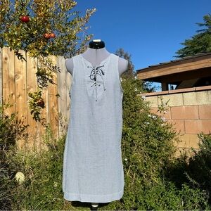 Jella C. Blue and White Striped Tie Up Beach Mini Dress Size Medium